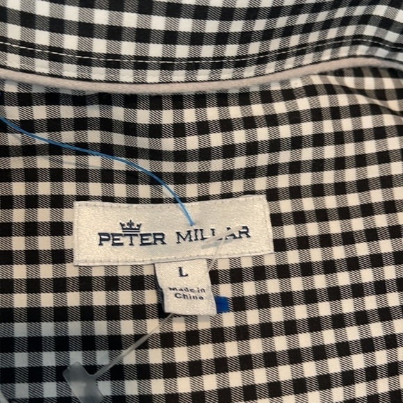 Peter Millar Shirt Mens Large Black & White Check Long Sleeve Button Front - Picture 4 of 9